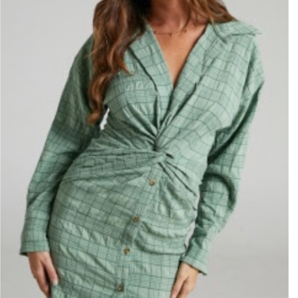 Green plaid dress